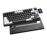 YUNZII AL80 Alluminio Tastiera Meccanica Gaming (Nero, Cocoa Cream V2) | 75% Layout, QMK/VIA, Display LCD Intelligente, RGB Tastiera Wireless con Manopola, Hot Swap, BT /2.4G/USB-C, per Win/Mac