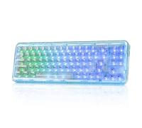 YUNZII X71 Tastiera Meccanica Wireles Trasparente (Crystal Switch,Cyan) | 68% Layout Gaming Keyboard, BT/2.4G/USB-C, Keycaps Trasparenti, Hot-swap, Gasket Mount, RGB Gaming per Windows/Mac