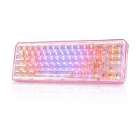 YUNZII X71 Tastiera Meccanica Wireles Trasparente (Crystal Switch, Rosa) | 68% Layout Gaming Keyboard, BT/2.4G/USB-C, Keycaps Trasparenti, Hot-swap, Gasket Mount, RGB Gaming per Windows/Mac