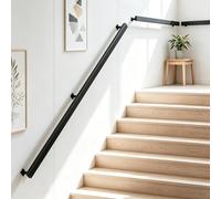 YUODIJIO Corrimano per Scale Interne, 60-600CM, Ringhiera per Scale Interne con Design Industriale, Antiscivolo e Confortevole, Passamano per Scale Interne Nero per Anziani, Bambini, Disabili (580CM)