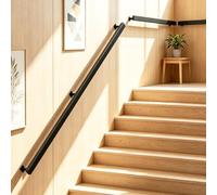 YUODIJIO Corrimano per Scale Interne, 60-600CM, Ringhiera per Scale Interne con Design Industriale, Antiscivolo e Confortevole, Passamano per Scale Interne Nero per Anziani, Bambini, Disabili (280CM)