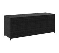 YUOGHRTFE Cassapanca da giardino in polyrattan, 150 x 50 x 60 cm, colore nero, per cuscini, plaid e teli con robusto telaio in acciaio