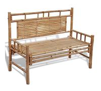 YUOGHRTFE Panca classica in bambù con schienale, 120 cm, impermeabile, per esterni, durevole, in bambù resistente alle intemperie, facile da pulire con panno umido