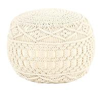 YUOGHRTFE Pouf in macramè fatto a mano in cotone intrecciato, imbottito con perle in EPS, 45 x 30 cm, come poggiapiedi o pouf per divano e poltrona