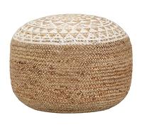 YUOGHRTFE Pouf realizzato a mano in iuta bianca, 45 x 30 cm, riempito con perle di polistirolo, ideale come poggiapiedi o seduta decorativa per divano e poltrona
