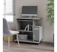 YUOGHRTFE Scrivania compatta per computer grigio cemento, 80 x 50 x 75 cm, in legno con estraibile per tastiera scorrevole, scomparto CPU e 2 ripiani per utensili per computer, scrivania mobile da