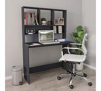 YUOGHRTFE Scrivania da ufficio con ripiani, grigio, 110 x 45 x 157 cm, in legno, design verticale che consente di risparmiare spazio e espande lo spazio per cartelle, documenti, attrezzature per PC