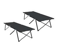 YUOGHRTFE Set di 2 letti pieghevoli da campeggio, 206 x 76 x 74 cm, colore nero