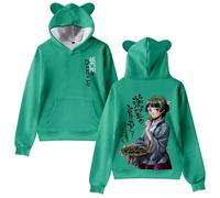 Yuogkk Hoodie The Apothecary Diaries Loose Casual Sweatshirt, Cartoon Cat Ears Sweatshirt Padded Pullover Fun Pattern Jacket Role Playing Jacket Men Women Fun Streetwear-Green||XXS