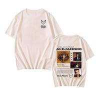 Yuogkk T Shirt Rauw Singer Alejandro Cartone Animato Stampa Fronte-Retro Maniche Corte, Uomo E Donna Moda Hip-Hop retrò Felpa in Cotone XS~3XL-Black||XS