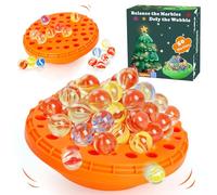 YUOIOYU - Gioco di equilibrio in marmo, 50 biglie colorate con contenitore integrato, divertente sfida familiare per 1-4 giocatori, giocattolo educativo per bambini e adulti, perfetto per