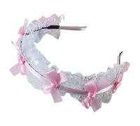 YUOIUX Cerchietto per capelli da ragazza con volant in pizzo con nastro fiocco cerchietto splendido dolce copricapo anime cosplay accessorio