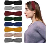 Yuomeaz Fasce per capelli da donna, annodate, stile bohémien, elastiche, antiscivolo, per turbante, tinta unita, per esercizi e yoga, allenamento, accessori per capelli vintage