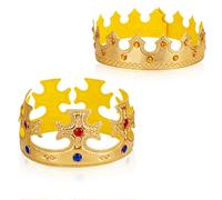 Yuomeaz Set di 2 corone reali dorate, 56 cm, copricapo regolabile per compleanno, festa, travestimento