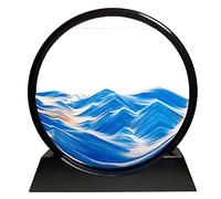 Yuomiker Pittura di Sabbia Che scorre - Cornice di Sabbia Immagine in Movimento, Flow Pittura di Vetro Rotonda a Clessidra 3D, Arte Paesaggio Decorazione Regalo per Casa Ufficio(Blu, 7 Pollici)