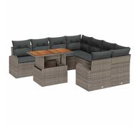 YUOTYRKTEJRSG 9 pezzi componibile 8 posti Grigio Poly Rattan | Set Divano da Giardino 9 Pezzi Grigio Poly Rattan Salotto Esterno con Contenitore Impermeabile Modulare Durevole per Terrazza
