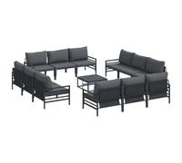 YUOTYRKTEJRSG Acciaio resistente Design Modern Garden 13 Pezzi Nero | Set Divano da Giardino con Cuscino 13 Pezzi Nero Acciaio Saldatura Zincata Outdoor Lounge Telaio Resistente con 12 Posti e