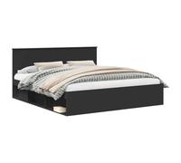 YUOTYRKTEJRSG Bed Frame Black 180 x 200 cm Plywood Wooden Slatted Platform No Box Spring Needed Modern Design Heavy Duty Support Easy Assembly