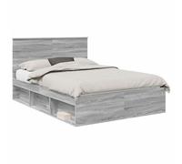 YUOTYRKTEJRSG Bed Frame Grey Sonoma 160x200 cm Solid Pine Wood King Size Slatted Bed Base with Headboard Modern Easy Clean Durable Comfort Support for Urban Apartment Contemporary Bedroom