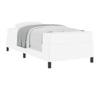 YUOTYRKTEJRSG Bed Frame with Mattress White 100 x 200 cm Fabric Upholstered Single Bed Engineered Wood Platform w/Pocket Spring Mattress Easy Assembly Guest Room