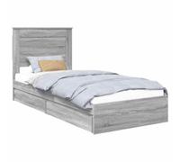 YUOTYRKTEJRSG Bed Frame with Storage and Headboard Grey Sonoma 100 x 200 cm Single Divan Base with Drawers Space Saving Easy Assembly Practical Design for Bedroom Guest Room