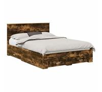 YUOTYRKTEJRSG Bed Frame with Storage Smoked Oak 140x190 cm Engineered Wood Platform Bed with Drawers and Headboard for Modern Bedroom Contemporary Design Easy Assembly