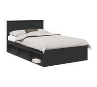 YUOTYRKTEJRSG Black Bed Frame 135x190 cm Multi Layer Wood Bedstead Modern Design Sturdy Support Easy Assembly Home Bedroom Furniture Hotel Guest Room