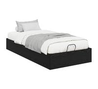 YUOTYRKTEJRSG Black Ottoman Bed Frame with Storage Gas Lift Mechanism Engineered Wood 203x90x25 cm Space Saving Modern Design Easy Assembly Queen Size