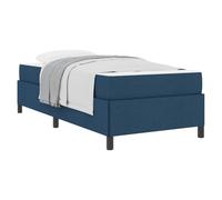 YUOTYRKTEJRSG Blue Spring Mattress and Bed Frame Set 80x200 cm Medium Firm Pocket Springs Fabric Upholstered Single Bed with Wooden Slatted Base Modern Design for Small Bedrooms Guest Room