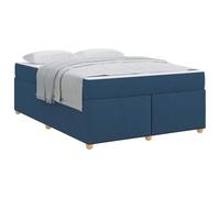 YUOTYRKTEJRSG Blue Upholstered Bed Frame with Medium Firm Mattress 140x200cm Engineered Wood Structure Modern Fabric Platform Bed with Pocket Springs Support for Contemporary Bedroom