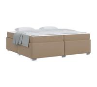 YUOTYRKTEJRSG Cappuccino Fabric Upholstered Bed Frame with Mattress King Size 200x200cm Engineered Wood Slatted Support Base Modern Design Sturdy Durable Bedroom Furniture Easy Assembly