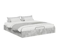 YUOTYRKTEJRSG Cement Grey Ottoman Bed Frame 160x200cm Engineered Wood Hydraulic Storage Lift Up King Size Mattress Base Easy Assembly Modern Platform Bed with Gas Lift Mechanism for Bedroom