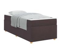 YUOTYRKTEJRSG Dark Brown 90x190cm Fabric Bed Frame with Mattress, Engineered Wood Platform with Medium Firm Pocket Sprung Mattress, Modern Minimalist Single Bed Frame with Black Legs for Bedroom