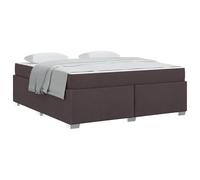 YUOTYRKTEJRSG Dark Brown Fabric Bed Frame with Pocket Sprung Mattress 180x200 cm Super King Size Upholstered Platform Bedstead Wood Slatted Support Base for Bedroom Furniture Set 280 kg Load Capacity