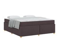 YUOTYRKTEJRSG Dark Brown Fabric Upholstered Bed Frame Super King 180x200 cm with Medium Firm Mattress, Engineered Wood Slatted Base, Black Legs, Easy Assembly, Modern Minimalist Design for Bedroom