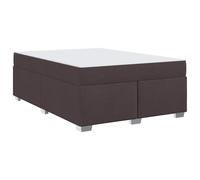 YUOTYRKTEJRSG Dark Brown Upholstered Bed Frame 160x200 cm with Pocket Spring Mattress King Size Fabric Platform Bed for Bedroom Modern Wooden Slatted Base Easy Assembly 280 kg Weight Capacity