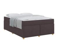 YUOTYRKTEJRSG Dark Brown Upholstered Bed Frame with Medium Firm Mattress 160x200 cm King Size Panel with Engineered Wood Frame, Easy Assembly Tufted Fabric Platform Bed for Modern Bedroom