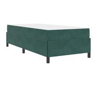 YUOTYRKTEJRSG Dark Green Upholstered Single Bed Frame 90x200cm with Medium-Firm Mattress Engineered Wood Slatted Base Modern Minimalist Bedroom Furniture Easy Assembly 140kg Weight Capacity