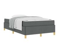YUOTYRKTEJRSG Dark Grey Fabric Upholstered Bed Frame 120 x 190 cm Modern Platform Mattress Base with Button Tufted Headboard for Bedrooms Hotels Sturdy Slat Support Easy Assembly