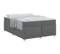 YUOTYRKTEJRSG Dark Grey Fabric Upholstered Bed Frame 160x200cm with Medium Firm Pocket Sprung Mattress King Size Bedroom Furniture Modern Minimalist Design Easy Assembly