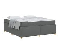 YUOTYRKTEJRSG Dark Grey Fabric Upholstered Bed Frame Super King 180x200 cm with Medium Firm Mattress Engineered Wood Platform Minimalist Design for Modern Bedroom Living Room Easy Assembly