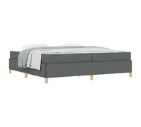 YUOTYRKTEJRSG Dark Grey Fabric Upholstered Bed Frame with Headboard 200 x 200 cm Modern Platform Bed for Bedroom, Sturdy Wooden Slats Support No Box Spring Needed, Easy Assembly
