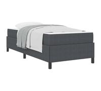 YUOTYRKTEJRSG Dark Grey Upholstered Bed Frame 90x200 cm with Single Mattress Engineered Wood Frame Modern Fabric Bed for Bedroom Minimalist Design 140 kg Weight Capacity Easy Assembly