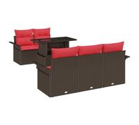 YUOTYRKTEJRSG Design modulare Rattan in polipropilene Marrone 6 pezzi | Set Divano da Giardino 6 Pezzi Marrone Rattan in Polipropilene con Cuscini Rimovibili Modulare per Terrazza e Patio