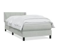YUOTYRKTEJRSG Giroletto a Molle con Materasso Grigio Chiaro 80x220 cm Velluto Letto Singolo con Testiera Regolabile Base a Doghe e Coprimaterasso 5cm per Camera da Letto Ospiti Relax