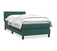 YUOTYRKTEJRSG Giroletto a Molle con Materasso Verde Scuro 80x220 cm Velluto Letto Singolo con Testiera Regolabile Base a Doghe e Coprimaterasso Imbottito per Camera da Letto