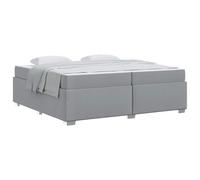 YUOTYRKTEJRSG Grey Fabric Bed Frame Super King 200x200cm with Pocket Sprung Mattress, Upholstered Platform with Engineered Wood Base, 280kg Capacity Double Bed Set for Bedroom, Easy Assembly