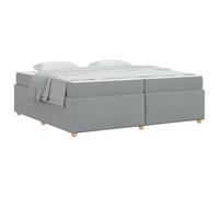 YUOTYRKTEJRSG Grey Light Fabric Bed Frame with Emperor Mattress for Contemporary Living Room, 200 x 200 cm Engineered Wood Minimalist Double Bed, Black Legs and Easy Assembly