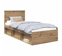 YUOTYRKTEJRSG Handcrafted Oak Bed Frame 100x200 cm Solid Wood Platform Bed with Elegant Contemporary Design Sturdy Slatted Base No Box Spring Needed for Bedroom Guest Room