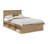 YUOTYRKTEJRSG Handcrafted Oak Bed Frame 120x200 cm Sturdy Wooden Bed Base with Elegant Contemporary Design for Bedroom Guest Room Slatted Support Platform